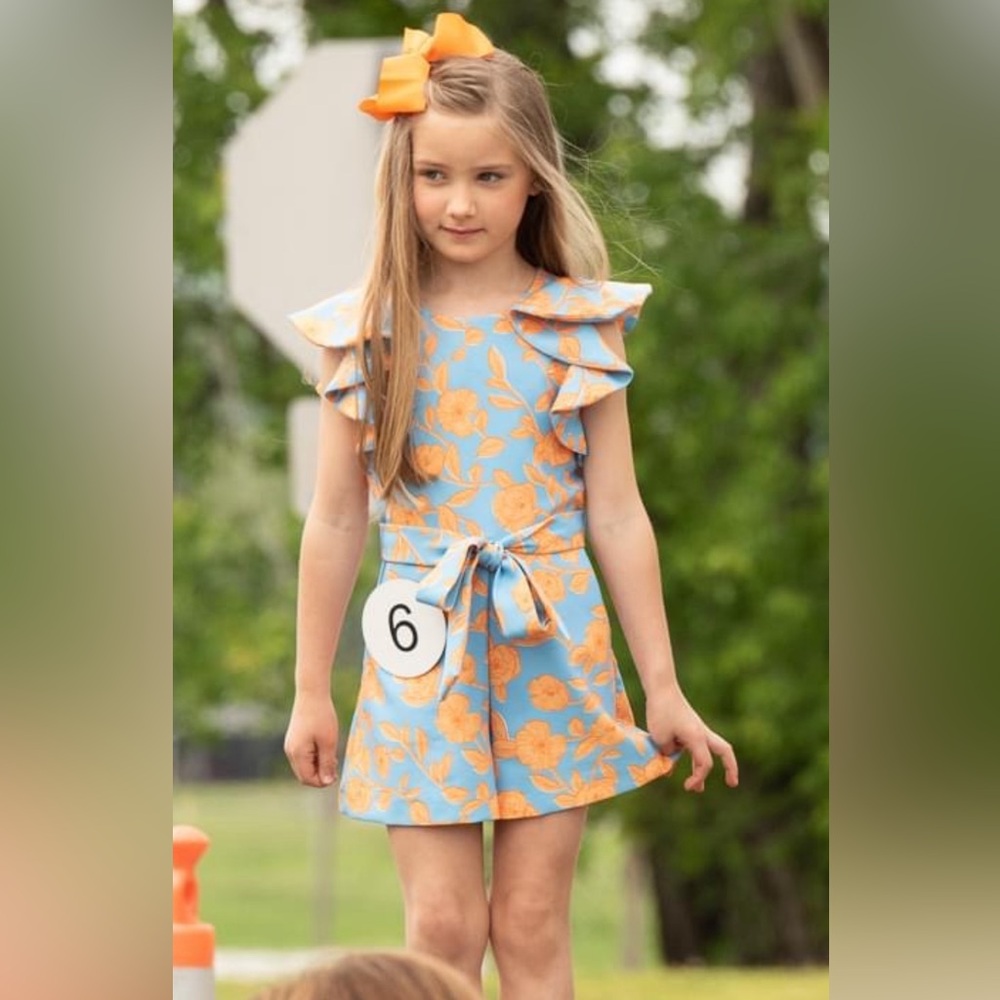 GB Girls coral/turquoise romper